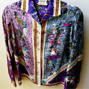 Vintage Emilio Pucci Multicolour Long Sleeve Silk Blouse for Saks Fifth Avenue